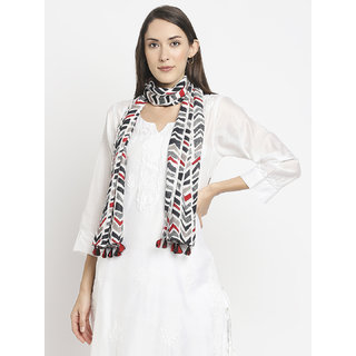 Get Wrapped Multi Printed Scarves with Tassels for Women
