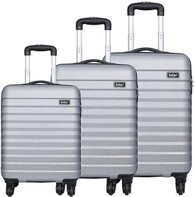 Safari Sonic Hard-Sided Polycarbonate Luggage Set of 3 Trolley Bags (55 & 65 & 77 cm) (Silver)