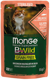 B-Wild Grain Free Chunkies Sterlised Salmon with shrimp and vegetables for Cats-85gm(Pack of 5)