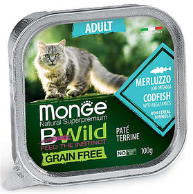 B-Wild Grain Free Pate Adult Codfish with vegetables for Cats-100gm(Pack of 5)