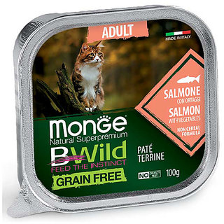 B-Wild Grain Free Pate Adult Salmon with vegetables for Cats-100gm(Pack of 5)
