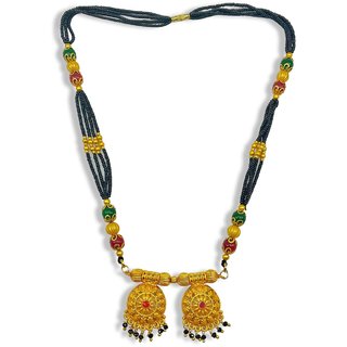                       Digital Dress Room Long Mangalsutra Designs Peacock Pendant  with black beads                                              