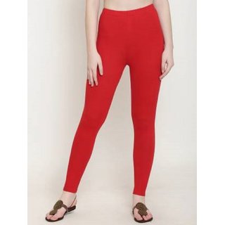 Women's Cotton Solid Regular Free Size Legging (Red)