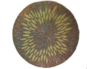 FliHaut Handcrafted Beaded Placemat (14 Inches) (Purple and Yellow Diamond)