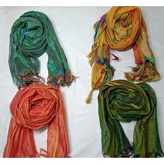 Aditi Silk Printed Multicolor Women Dupatta 2 Meter (Pack of 4)