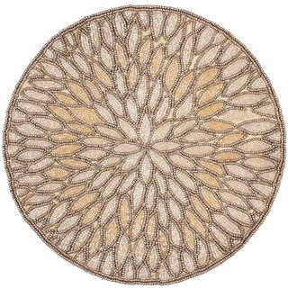                       FliHaut Handcrafted Beautiful Round Beaded Decorative Placemat for Dining Table, 14 Inches (Rustic Copper)                                              