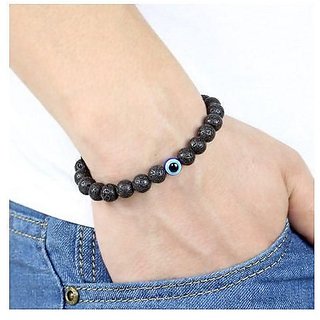                      Evil Eye Nazariya with Black Crystals  Bracelet for Women & Girls (Black, blue)                                              