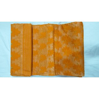                       MAA DURGA TRENDY BOUTIQUE COLLECTION Women's silk Saree With  Blouse Piece Color Orange                                              