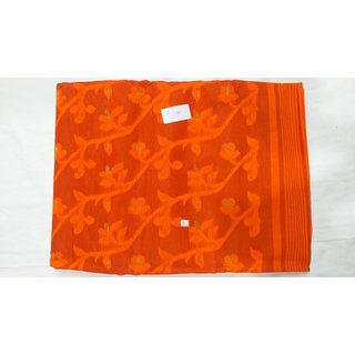                       MAA DURGA TRENDY BOUTIQUE COLLECTION Women's cottom Saree color orange                                              