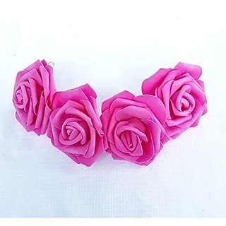                       PK Accessories Pink Foam Rose veni/Artificial flowers/Gajara/Bridal Floral Accessories                                              
