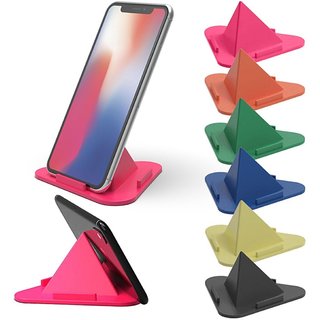                       Universal Portable Three-Sided Triangle Mobile Phone Pyramid Shape Multicolor Holder                                              
