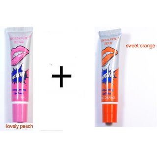                       Digital Shoppy ROMANTIC BEAR 2PCS Waterproof Lipstick (Lovely Peach  Sweet Orange )                                              