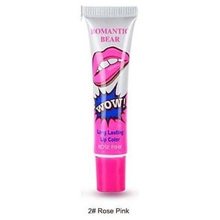                       ROMANTIC BEAR Women Make Up Tint WOW Long Lasting Tint Lip Peel Off Lipstick Full lips Lip Gloss Tatto - ROSE PINK                                              