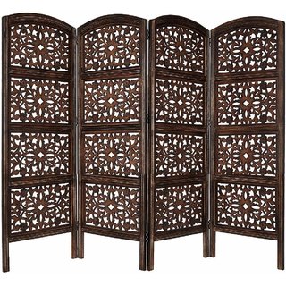 Shilpi Wooden Handcrafted Partition Net Look Covered Room Divider Separator Panel 4
