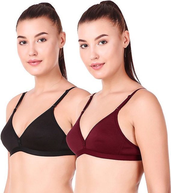 Buy Stylo Bra Non Padded Full Coverage ( Full Coverage - Maroon & Black  Pack of 2 ) Online @ ₹523 from ShopClues