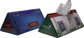 Kosher Pyramid Facial Tissue Box , Pack of 10 , 2 ply , 50 Pulls Each