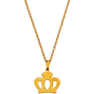                      M Men Style Crown  Gold   Stainless steel  Pendant Set For Women And Girls                                              