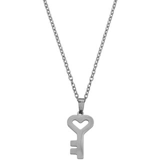                       M Men Style Heart Shape Key  Silver  Stainless steel  Pendant Set For Women And Girls                                              