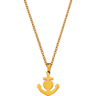                       M Men Style Anchor Heart  Gold   Stainless steel  Pendant Set For Women And Girls                                              