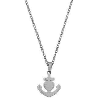                       M Men Style Anchor Heart  Silver  Stainless steel  Pendant Set For Women And Girls                                              