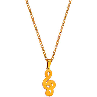                       M Men Style Music Sign  Gold   Stainless steel  Pendant Set For Women And Girls                                              