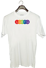UDNAG Unisex Round Neck Graphic 'LGBTQ | LGBTQ' Polyester T-Shirt White