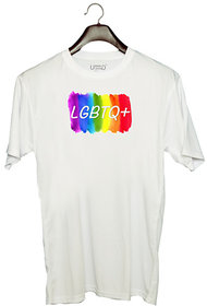 UDNAG Unisex Round Neck Graphic 'LGBTQ+ | LGBTQ' Polyester T-Shirt White