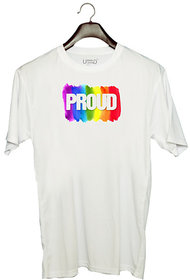UDNAG Unisex Round Neck Graphic 'LGBTQ | Proud to be LGBTQ' Polyester T-Shirt White