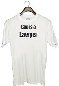 UDNAG Unisex Round Neck Graphic 'Lawyer |  is Lawyer' Polyester T-Shirt White