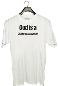 UDNAG Unisex Round Neck Graphic 'chartered acountant |  is a chartered acountant' Polyester T-Shirt White