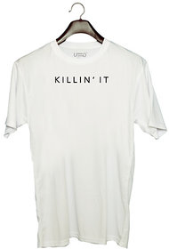 UDNAG Unisex Round Neck Graphic 'KILLIN ' IT' Polyester T-Shirt White