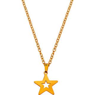                       M Men Style Star  Gold   Stainless steel  Pendant Set For Women And Girls                                              
