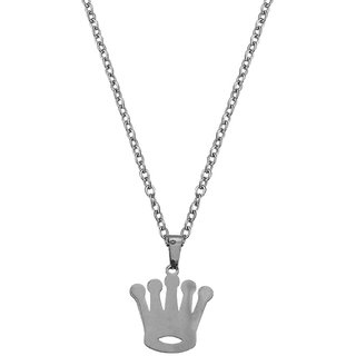                       M Men Style Crown  Silver  Stainless steel  Pendant Set For Women And Girls                                              