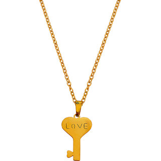                       M Men Style Love Word Key  Gold   Stainless steel  Pendant Set For Women And Girls                                              
