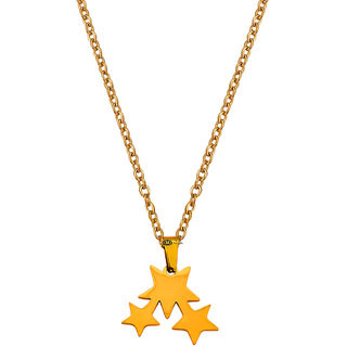                       M Men Style Three Star  Gold   Stainless steel  Pendant Set For Women And Girls                                              