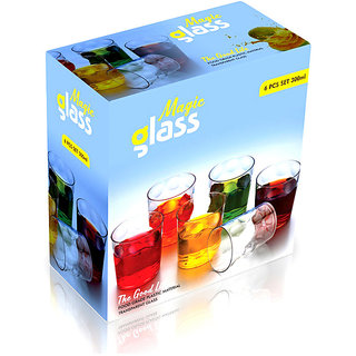                       Multi Purpose Unbreakable Drinking Glass Set of 6 Pieces, ABS Poly Carbonate Plastic,300 ml Capacity Each, Clear Glass                                              