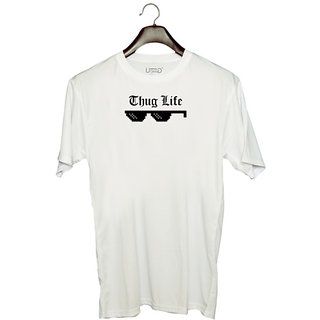 UDNAG Unisex Round Neck Graphic 'Thug life' Polyester T-Shirt White