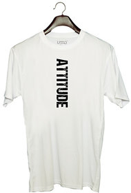 UDNAG Unisex Round Neck Graphic 'Attitude' Polyester T-Shirt White