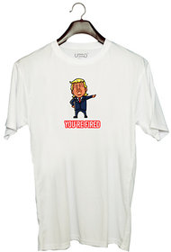 UDNAG Unisex Round Neck Graphic 'Trump | Trump you are fired' Polyester T-Shirt White