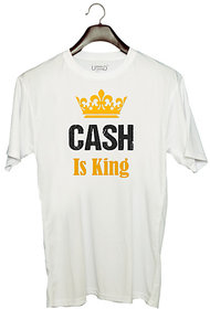 UDNAG Unisex Round Neck Graphic 'King | Cash is King' Polyester T-Shirt White