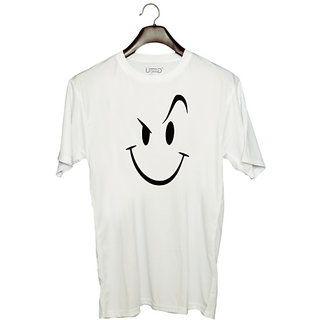 UDNAG Unisex Round Neck Graphic 'Smiley' Polyester T-Shirt White