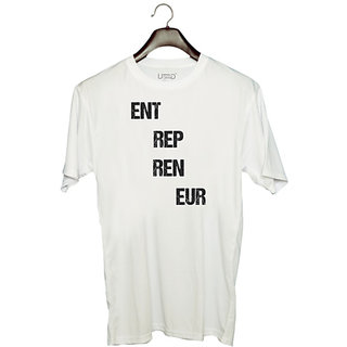                       UDNAG Unisex Round Neck Graphic 'Entrepreneur | ENT REP REN EUR' Polyester T-Shirt White                                              