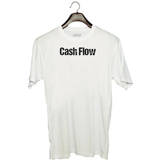                       UDNAG Unisex Round Neck Graphic 'Money | Cash Flow' Polyester T-Shirt White                                              