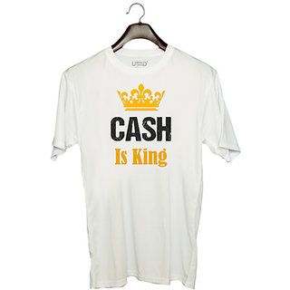                       UDNAG Unisex Round Neck Graphic 'King | Cash is King' Polyester T-Shirt White                                              