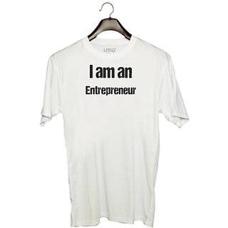                       UDNAG Unisex Round Neck Graphic 'Entrepreneur | I am Entrepreneur' Polyester T-Shirt White                                              