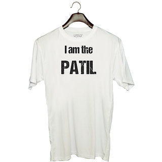                       UDNAG Unisex Round Neck Graphic 'Patil | I am the Patil' Polyester T-Shirt White                                              