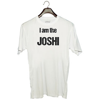                       UDNAG Unisex Round Neck Graphic 'Joshi | I am the Joshi' Polyester T-Shirt White                                              