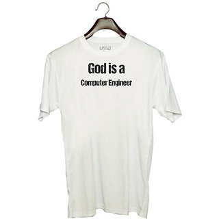                       UDNAG Unisex Round Neck Graphic 'computer Engineer |  is a computer Engineer' Polyester T-Shirt White                                              