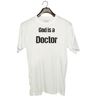                       UDNAG Unisex Round Neck Graphic 'Doctor |  is a Docter' Polyester T-Shirt White                                              