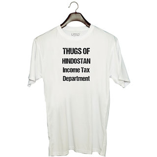                       UDNAG Unisex Round Neck Graphic 'Income Tax Department | Thugs of hindostan' Polyester T-Shirt White                                              